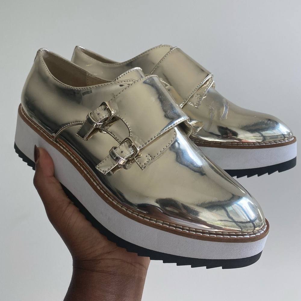 Aldo Kerrina Gold Metallic Flatforms with monkstrap